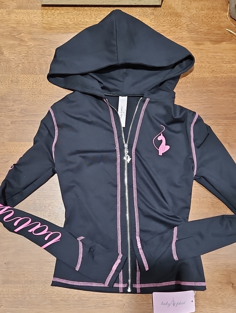 Baby Phat Black Zip Hoodie with Pink Accents